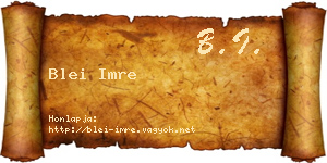 Blei Imre névjegykártya